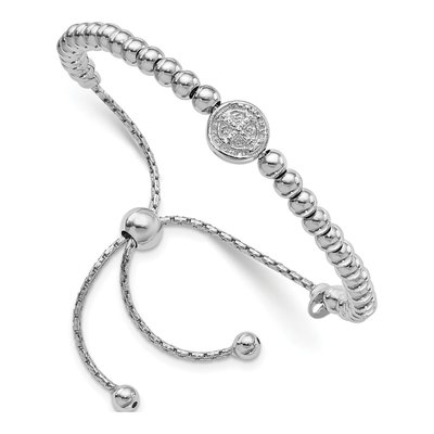 Sterling Silver Saint Medal Beaded Bracelet