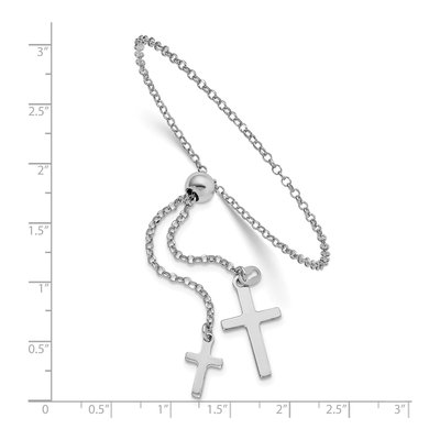 Sterling Silver Cross Adjustable Bracelet – view 3