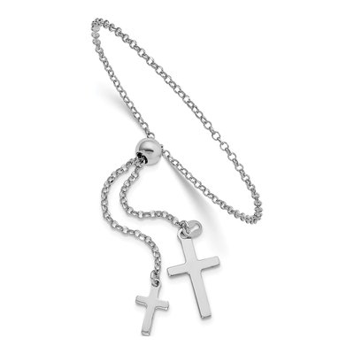 Sterling Silver Cross Adjustable Bracelet