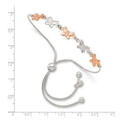 Rose Gold-Plated Sterling Silver Butterfly Adjustable Bracelet – view 3
