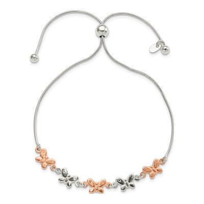 Rose Gold-Plated Sterling Silver Butterfly Adjustable Bracelet – view 4