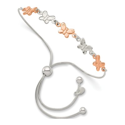 Rose Gold-Plated Sterling Silver Butterfly Adjustable Bracelet