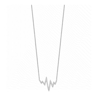 Sterling Silver CZ Heartbeat Necklace – view 3
