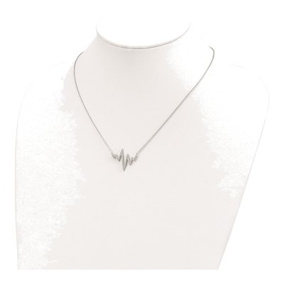 Sterling Silver CZ Heartbeat Necklace – view 4