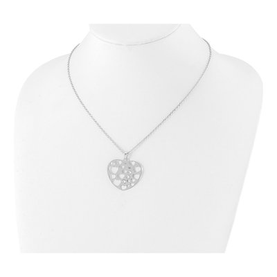 Sterling Silver CZ Heart Pendant Necklace – view 3
