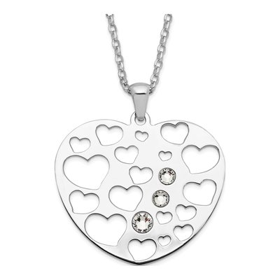 Sterling Silver CZ Heart Pendant Necklace
