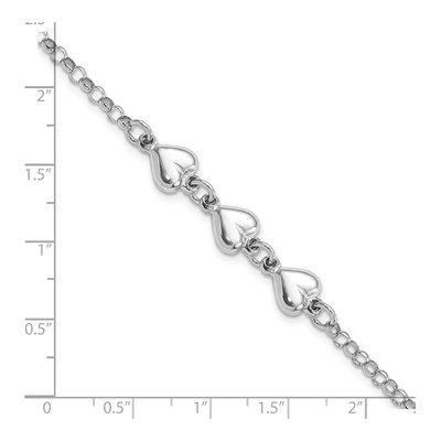 Sterling Silver Triple Heart Bracelet – view 4
