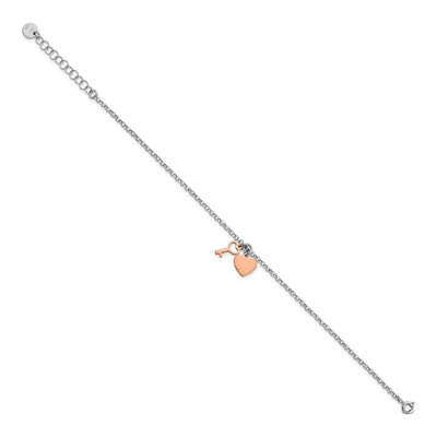 Rose Gold-Plated Sterling Silver Heart Key Bracelet – view 2