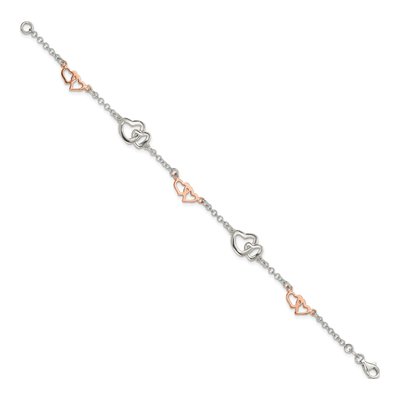 Sterling Silver Heart Station Bracelet – view 3