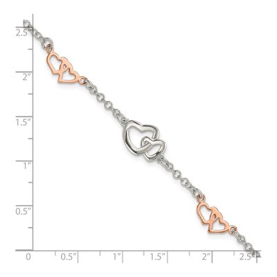 Sterling Silver Heart Station Bracelet – view 4