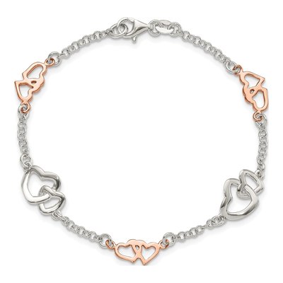 Sterling Silver Heart Station Bracelet – view 5