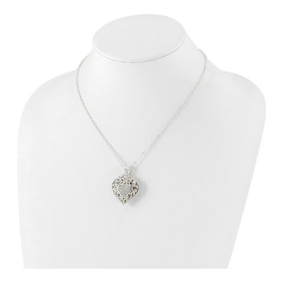 Sterling Silver CZ Heart Pendant Necklace – view 3
