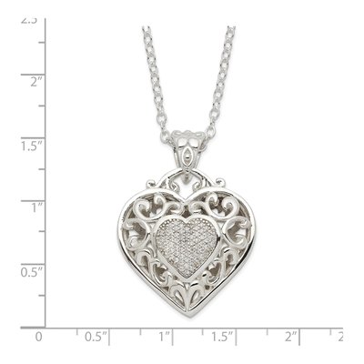 Sterling Silver CZ Heart Pendant Necklace – view 4