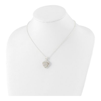 Sterling Silver CZ Heart Pendant Necklace – view 3