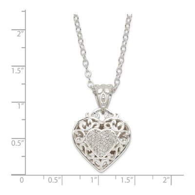 Sterling Silver CZ Heart Pendant Necklace – view 4