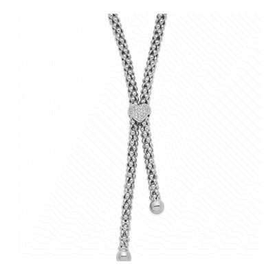 Sterling Silver CZ Heart Dangle Pendant Necklace