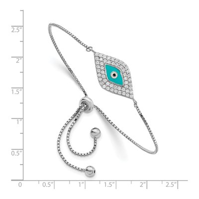 Sterling Silver CZ Enamel Eye Bracelet – view 3