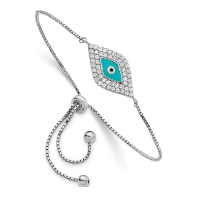 Sterling Silver CZ Enamel Eye Bracelet