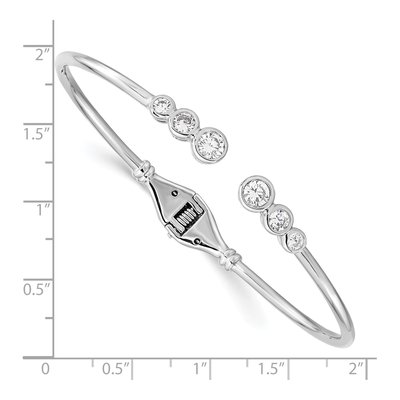 Sterling Silver CZ Hinged Cuff Bracelet – view 3