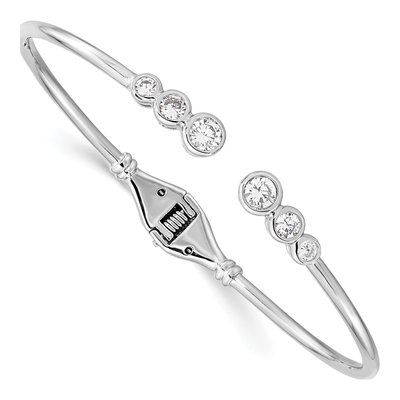 Sterling Silver CZ Hinged Cuff Bracelet