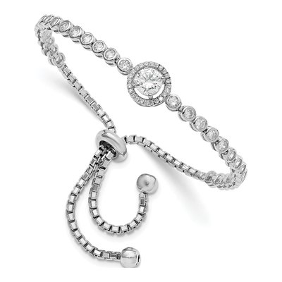 Sterling Silver CZ Adjustable Bracelet