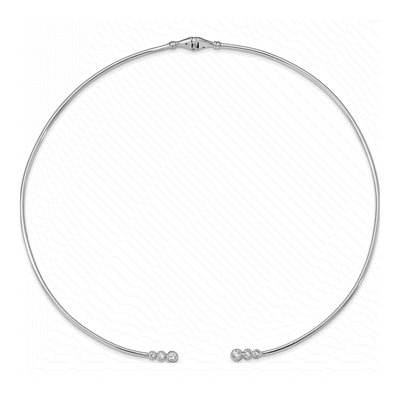 Sterling Silver CZ Hinged Neck Wire Necklace – view 2