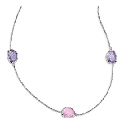 Sterling Silver CZ Ice 9-Station Necklace