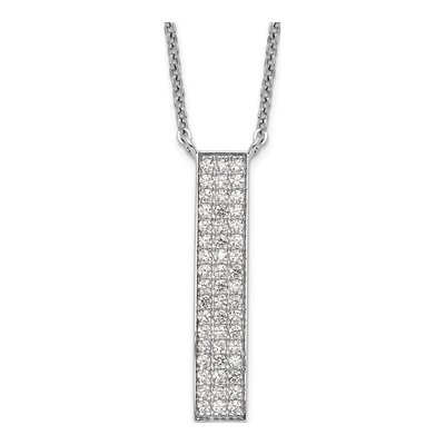 Sterling Silver CZ Dangle Bar Necklace