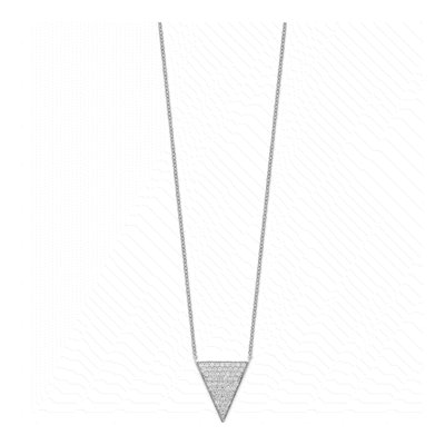 Sterling Silver CZ Triangle Pendant Necklace – view 3