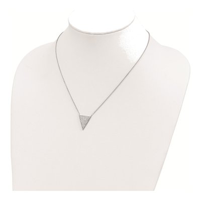 Sterling Silver CZ Triangle Pendant Necklace – view 4