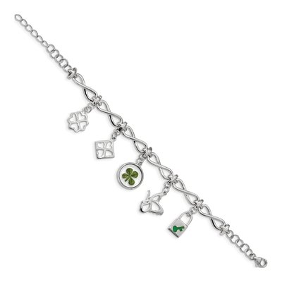 Sterling Silver Clover Enamel Bracelet – view 2