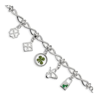 Sterling Silver Clover Enamel Bracelet
