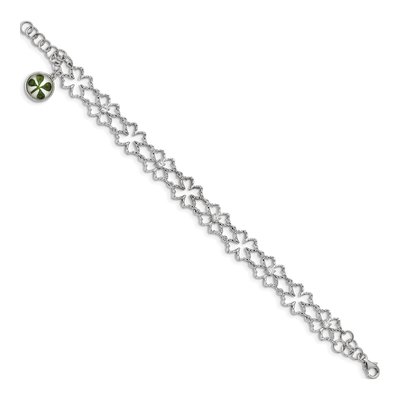 Sterling Silver CZ Clover Shell Bracelet – view 2