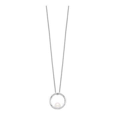 Sterling Silver Freshwater Cultured Pearl Round Necklace – view 3