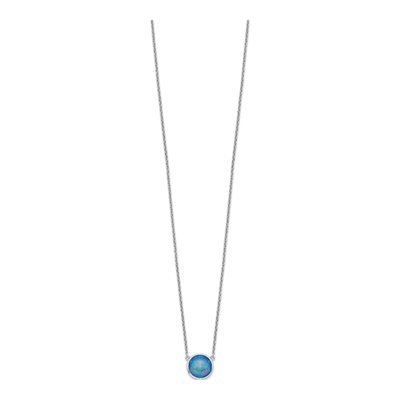 Sterling Silver Lab-Created Opal Pendant Necklace – view 3