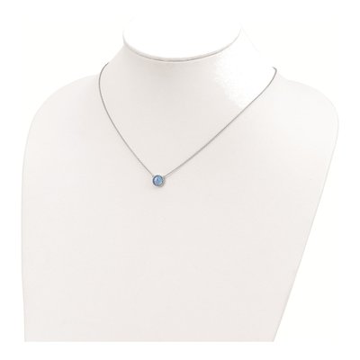 Sterling Silver Lab-Created Opal Pendant Necklace – view 4