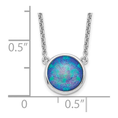 Sterling Silver Lab-Created Opal Pendant Necklace – view 5