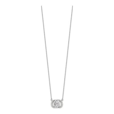 Sterling Silver CZ Platinum-Plate Two Pendant Necklace – view 3