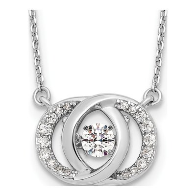 Sterling Silver CZ Platinum-Plate Two Pendant Necklace