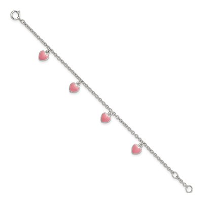 Sterling Silver Girls' Enamel Heart Bracelet – view 3