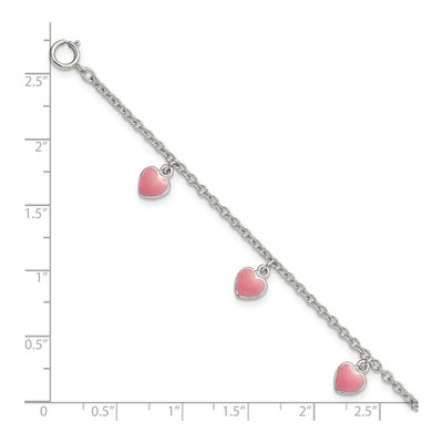 Sterling Silver Girls' Enamel Heart Bracelet – view 4
