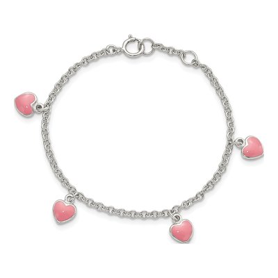 Sterling Silver Girls' Enamel Heart Bracelet – view 5