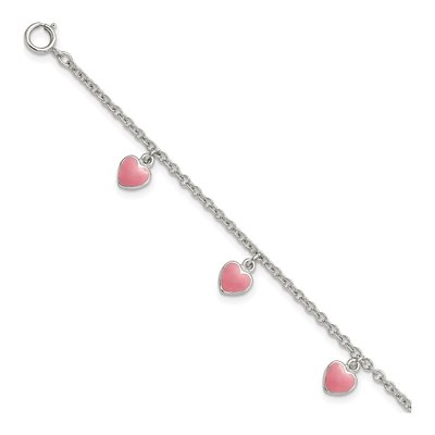 Sterling Silver Girls' Enamel Heart Bracelet