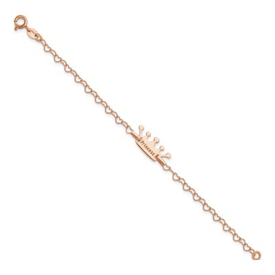 Rose Gold-Plated Sterling Silver Girls' Crown Heart Bracelet – view 3