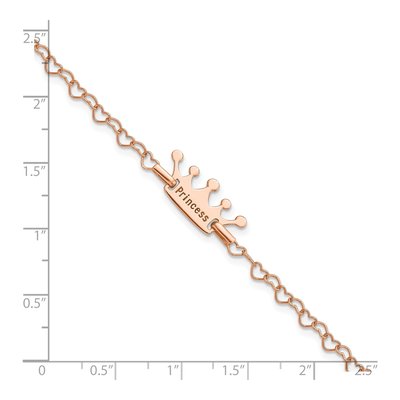 Rose Gold-Plated Sterling Silver Girls' Crown Heart Bracelet – view 4