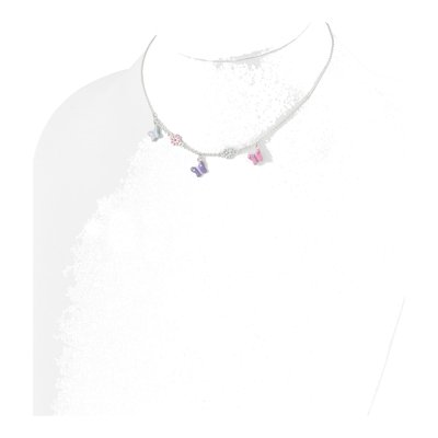 Sterling Silver Girl's Enamel Butterfly Pendant Necklace – view 3