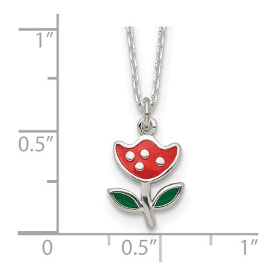 Sterling Silver Girls' Enameled Flower Pendant Necklace – view 5