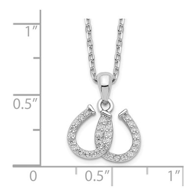 Sterling Silver CZ Double Horseshoe Pendant Necklace – view 5