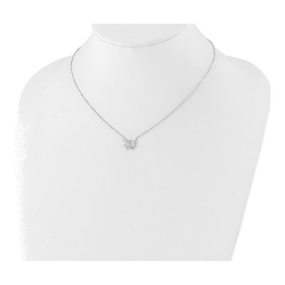 Sterling Silver CZ Butterfly Pendant Necklace – view 2