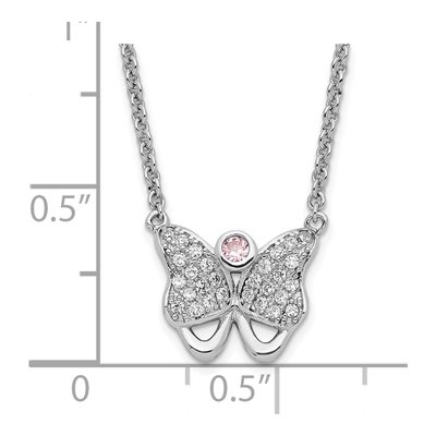 Sterling Silver CZ Butterfly Pendant Necklace – view 3